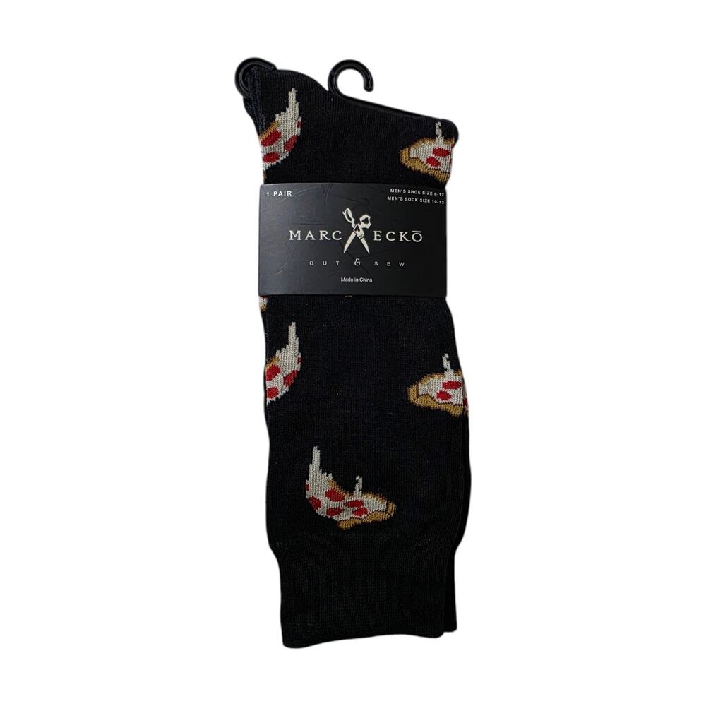 Marc Ecko Mens Pizza Novelty Socks Size 6-12 Black Food Graphic NWT